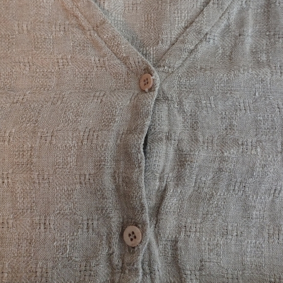 Eileen Fisher Vintage 100% Linen Textured Lagenlook Button Down Front Top - Picture 11 of 14